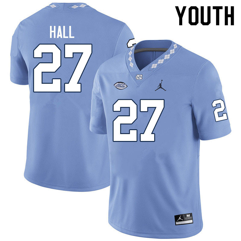Youth #27 Michael Hall North Carolina Tar Heels College Football Jerseys Sale-Carolina Blue